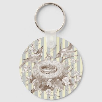 La Petite Famille On Blue And Cream Background Keychain by WickedlyLovely at Zazzle