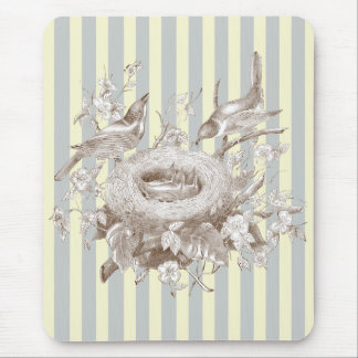 La Petite Famille on blue and cream background Mouse Pad