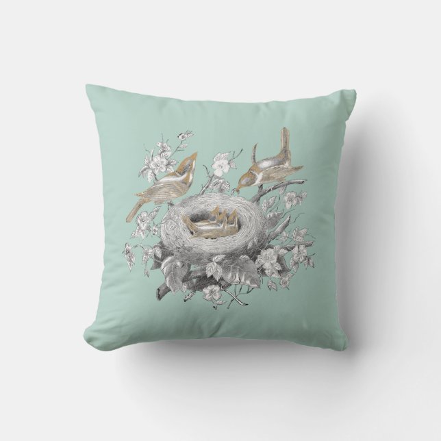 La petite famille on Marie Antoinette Blue Throw Pillow (Front)