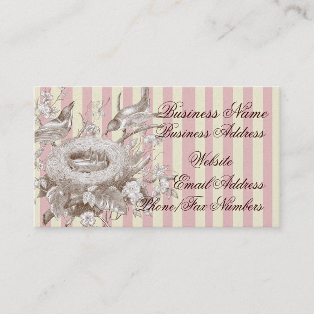 La Petite Famille on pink and cream and gold Business Card (Front)