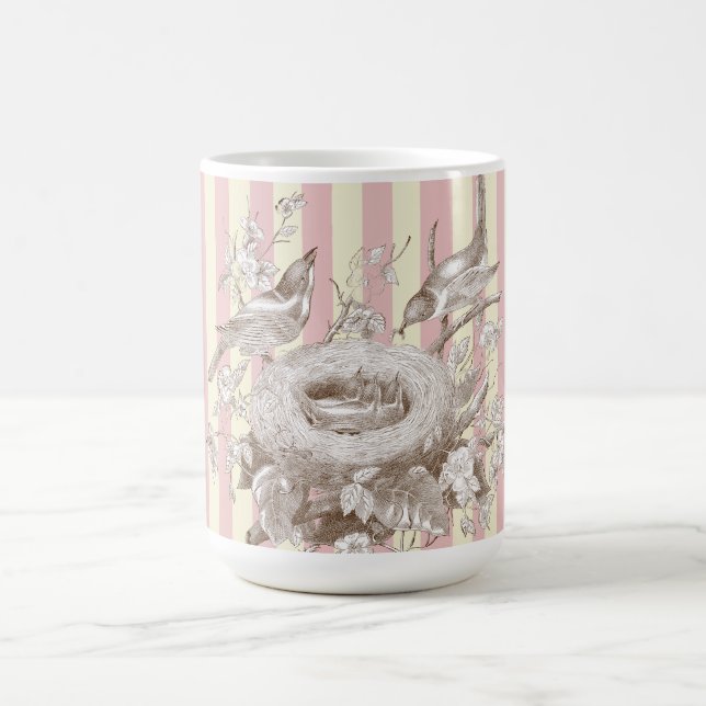 La Petite Famille on pink and cream background Coffee Mug (Center)