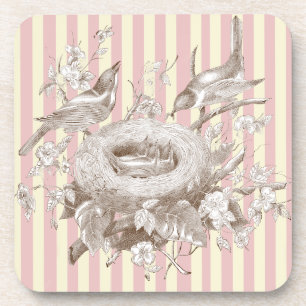 La Petite Famille on pink and cream background Drink Coaster
