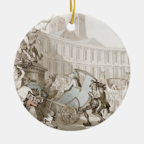 La Place des Victoires Paris c1789 pen and ink Ceramic Ornament