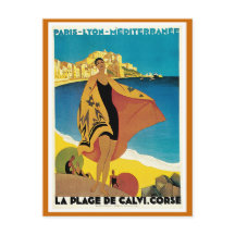 " La Plage de Calvi" Vintage Travel Poster