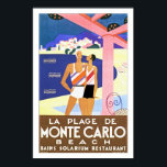 La Plage de Monte Carlo Poster<br><div class="desc">Vintage Art Deco travel poster for the beach at Monte Carlo,  Monaco,  on the riviera.</div>