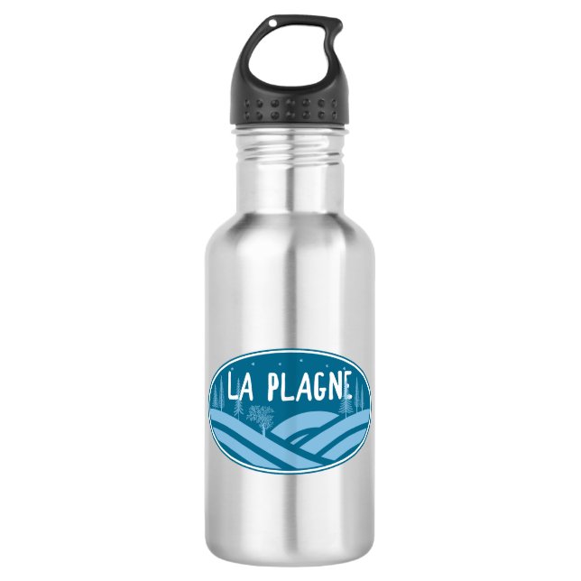 La Plagne France Outdoors Stainless Steel Water Bottle (Front)