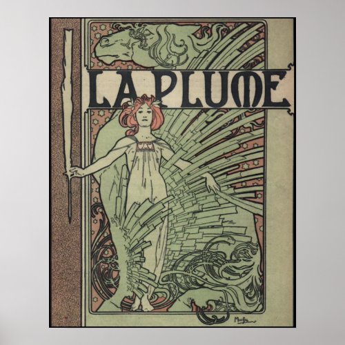 La Plume 1898 By Alfons Mucha Poster