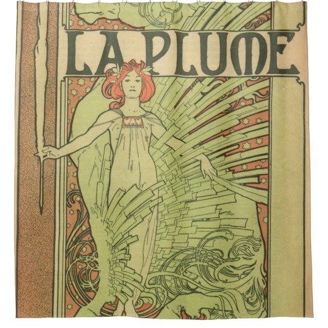 La Plume By Alphonse Mucha Shower Curtain (Front)