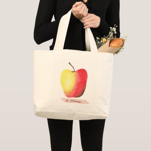 La pomme  The apple French learning Large Tote Bag