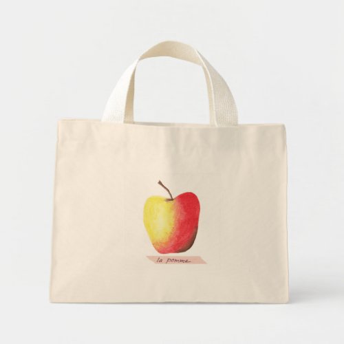 La pomme  The apple French learning Mini Tote Bag