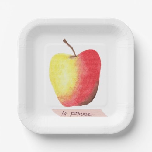 La pomme  The apple French learning Paper Plates