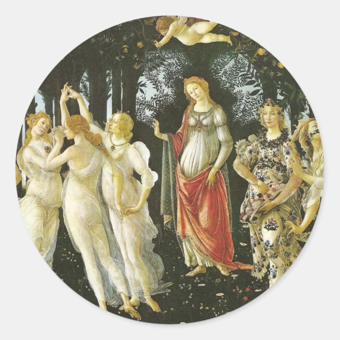 La Primavera by Sandro Botticelli Round Stickers
