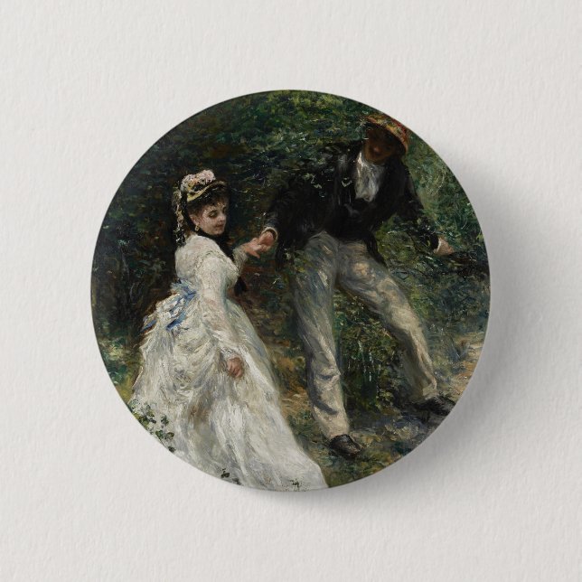 La Promenade Renoir Impressionist Painting Art Button (Front)