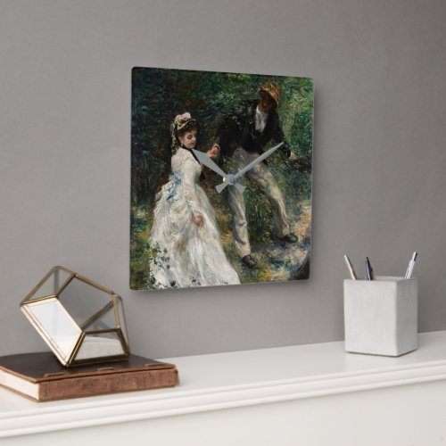 La Promenade Renoir Impressionist Painting Art Square Wall Clock