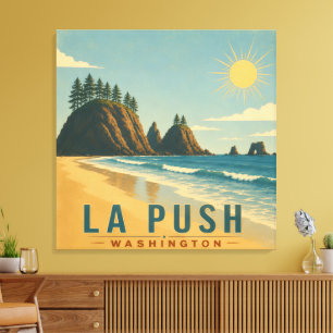 La Push, Baby! Vintage Coastal Travel Poster Art Canvas Print