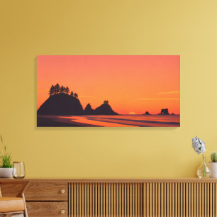 La Push Washington Sunset Minimalist Coastal Canvas Print