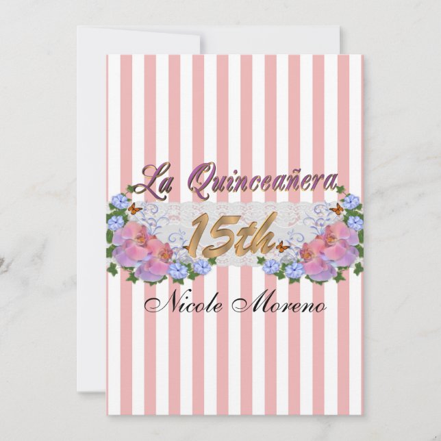 La Quinceanera 15th birthday party invitation (Front)
