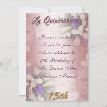La Quinceanera Invitation Floral 15th Birthday by Irisangel at Zazzle