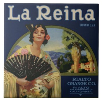 La Reina Orange Crate Label Tile by RodRoelsDesign at Zazzle