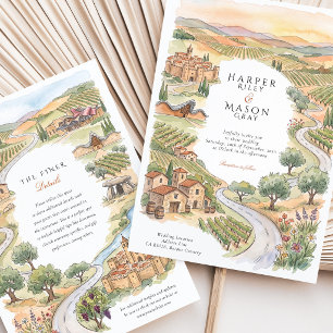 La Rioja Spain Basque Country Vineyard Wedding Invitation