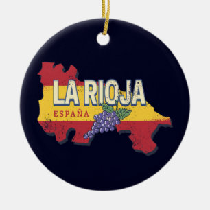 La Rioja Spain Retro Region Vines Vintage Wine Ceramic Ornament