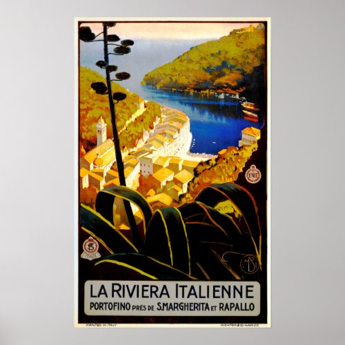 La Riviera Italienne Liguria Italian ENIT Travel Poster
