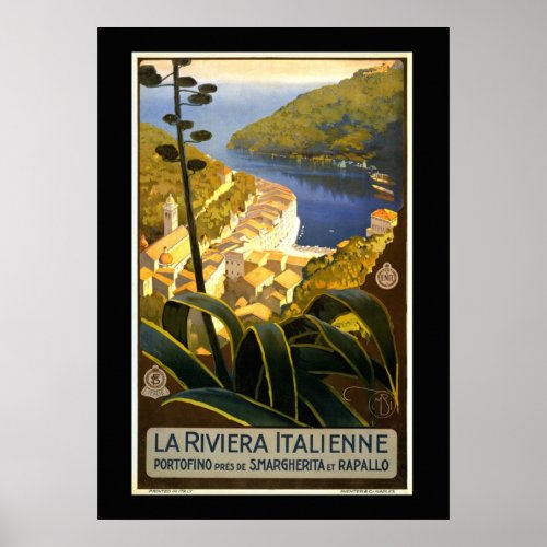 La Riviera Italienne vintage travel poster