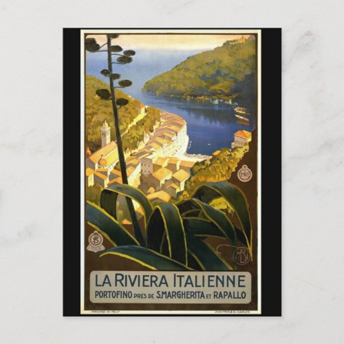 La Riviera Italienne vintage travel poster Postcard