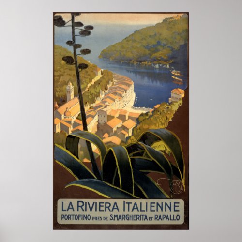 La Riviera Italienne Vintage Travel Poster Restore