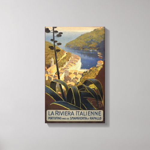 La Riviera Italienne Vintage Travel Poster Restore Canvas Print