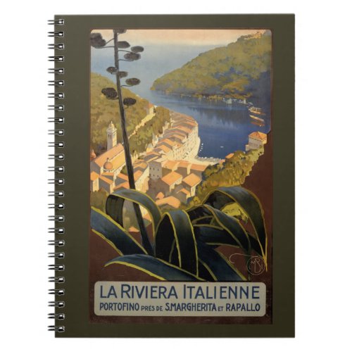 La Riviera Italienne Vintage Travel Poster Restore Notebook