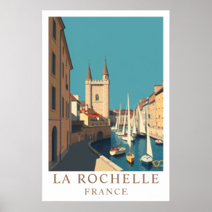 La Rochelle France Harbor Vintage Travel Art Poster