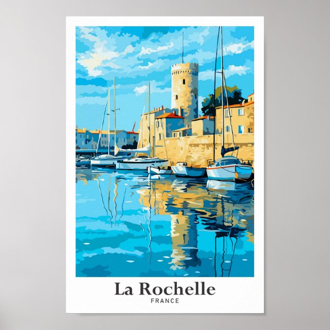 La Rochelle France Travel Vintage Illustration Poster (Front)