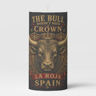 La Roja Spain Bull Football Fan Pillar Candle