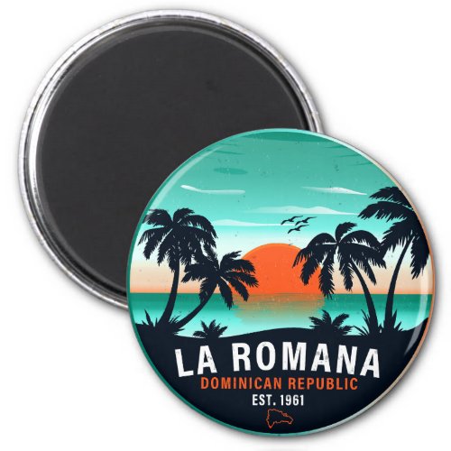 La Romana Dominican Republic Retro Sunset Souvenir Magnet