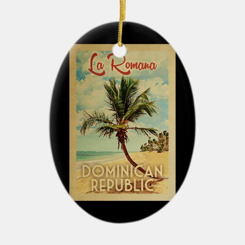 La Romana Palm Tree Vintage Travel Ceramic Ornament