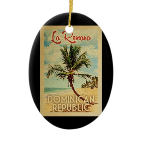 La Romana Palm Tree Vintage Travel Ceramic Ornament