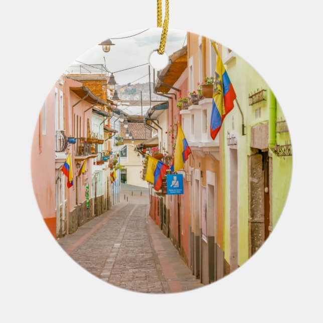 La Ronda Street Quito Ecuador Ceramic Ornament (Front)
