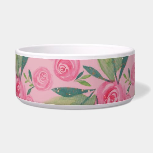 La Rosa Watercolor Pastel Floral Pattern Pet Bowl