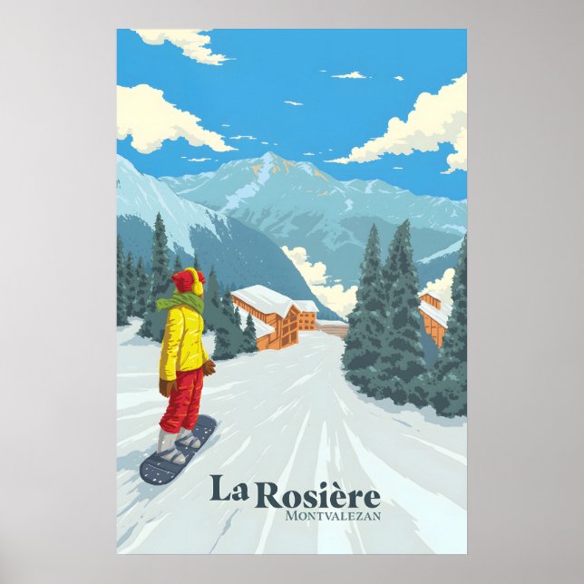 La Rosiere Snowboarding Travel Poster (Front)