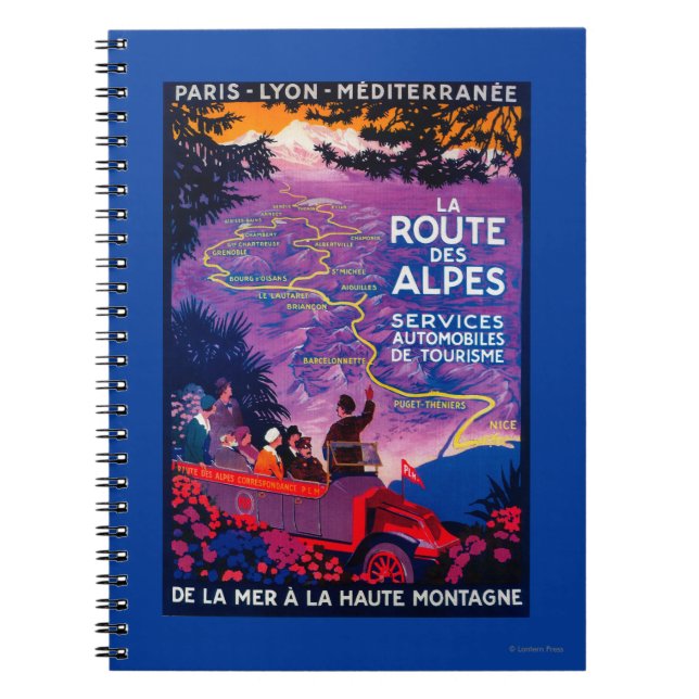La Route Des Alpes Vintage PosterEurope Notebook (Front)