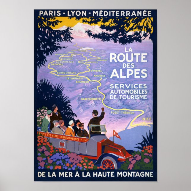La route des Alpes Vintage Travel Poster (Front)