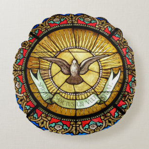 La Sainte-Chapelle Stained glass window Round Pillow
