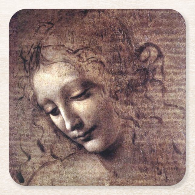 La Scapigliata - da Vinci - c1508 Square Paper Coaster (Front)