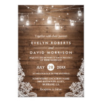 La secuencia de madera rústica de los tarros de invitación 5" x 7" 