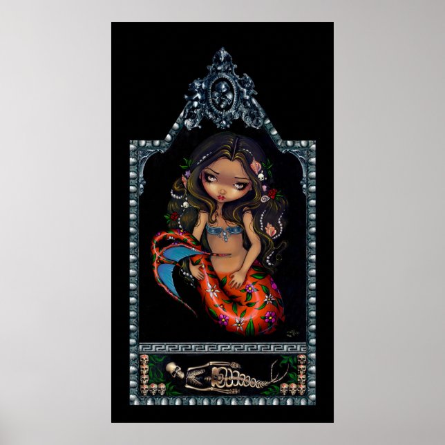 La Sirena mermaid day of the dead Art Print (Front)