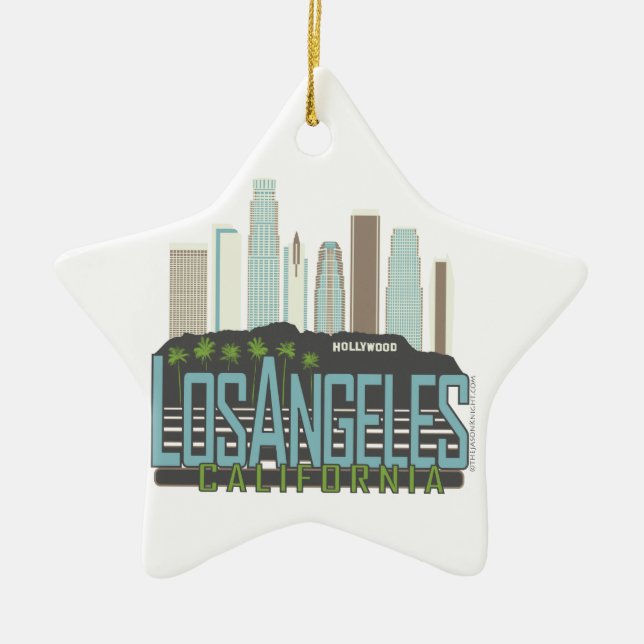 LA Skyline Vintage Ceramic Ornament (Front)