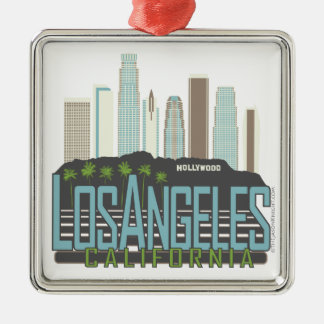 LA Skyline Vintage Metal Ornament
