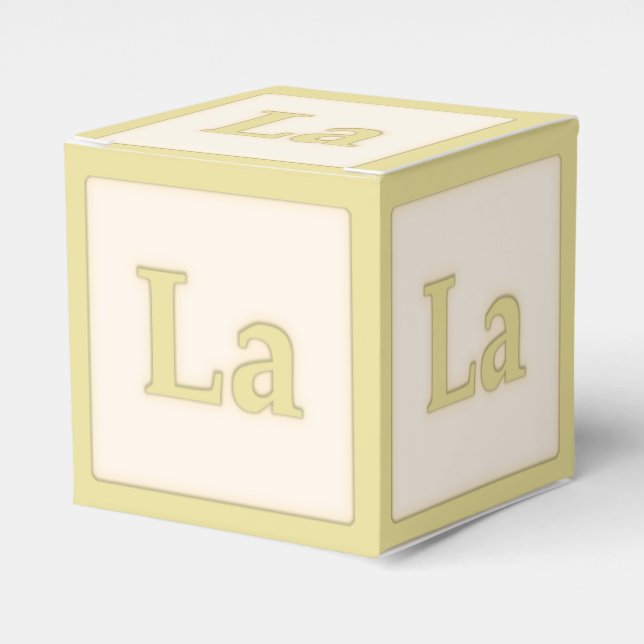 "La" Solfeggio Musical Baby Blocks Yellow Favor Boxes (Front Side)
