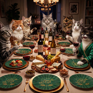 La Souris d'Or Paris Elegant Green & Gold Paper Plates